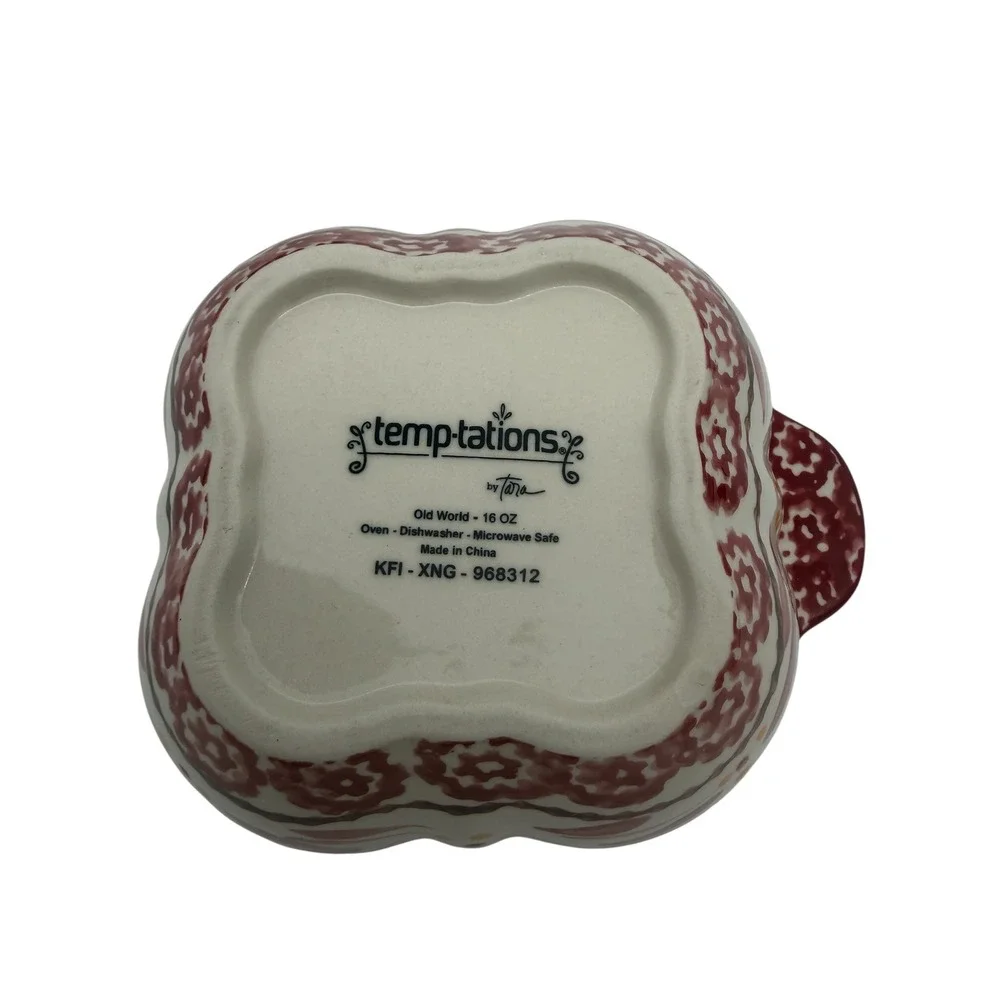 Temp-tations by Tara Old World Cranberry Red 16oz Ceramic Ramekin Bowls Set of 2